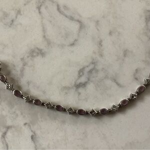 Amethyst and marcasite sterling tennis bracelet